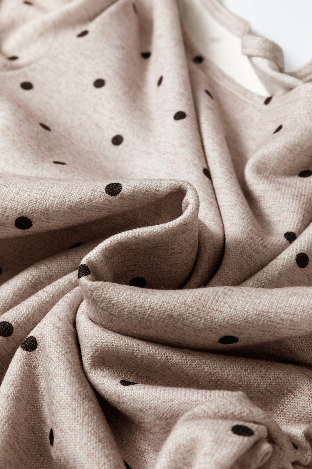 Polka Dot Boat Neck Long Sleeve Ruched T-Shirt