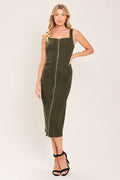 MODERN CARGO CHIC WOVEN TWILL MIDI DRESS