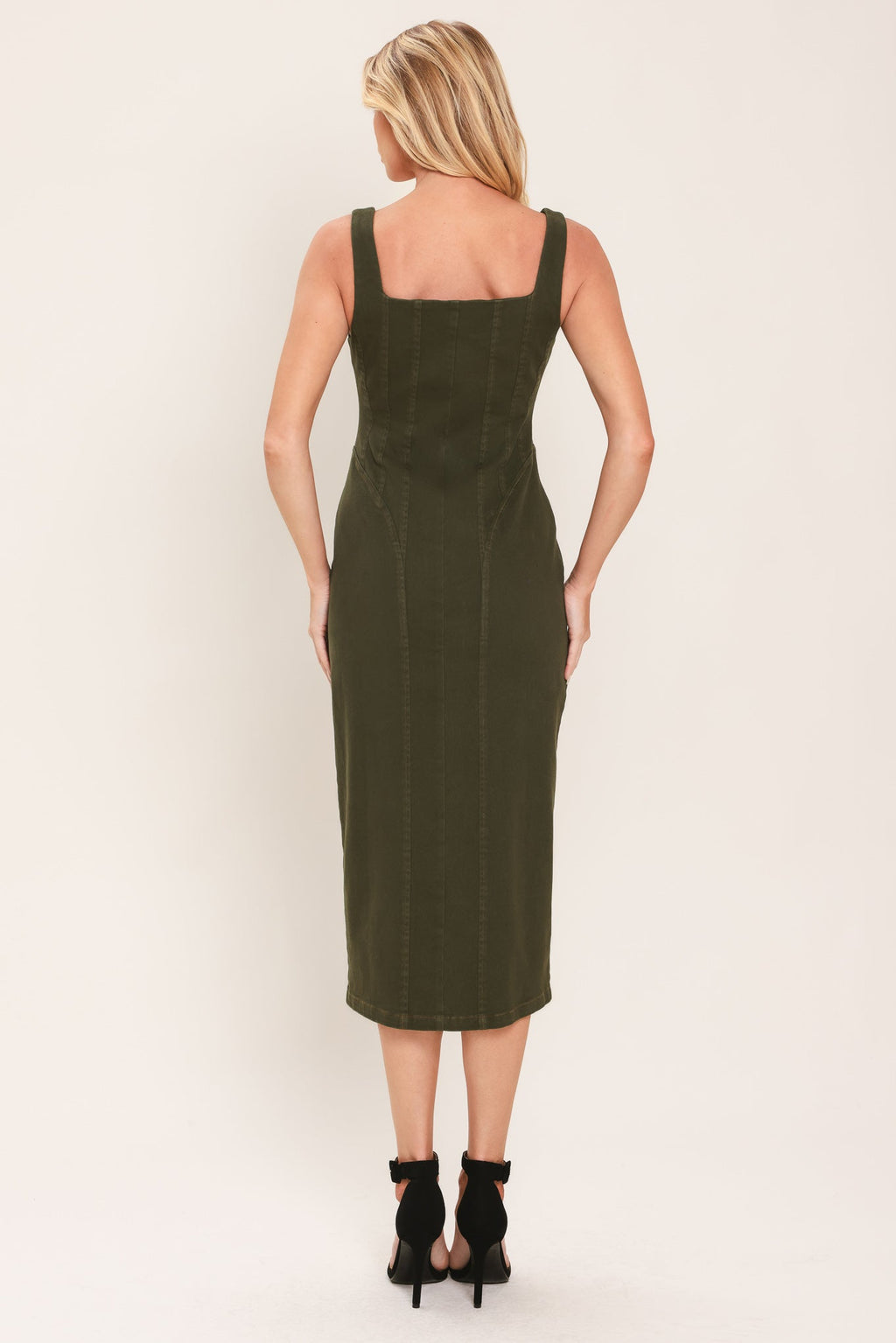 MODERN CARGO CHIC WOVEN TWILL MIDI DRESS