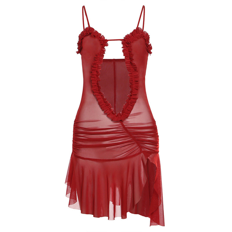 Halter Backless Printing Slim Fit Lace up Dress