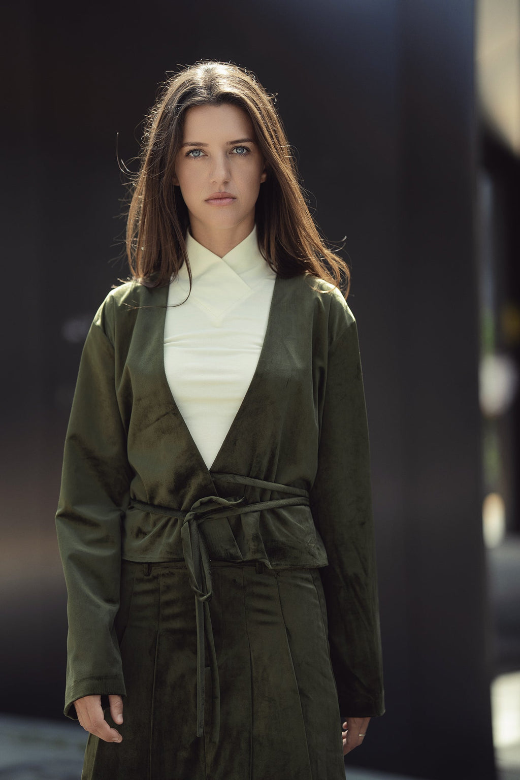 Suede Wrap Top
