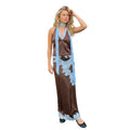 Women 2 Piece Outfits Solid Color Stylish Lace Patchwork Sleeveless Deep V Neck Satin Tops and Long Skirt Summer Suits